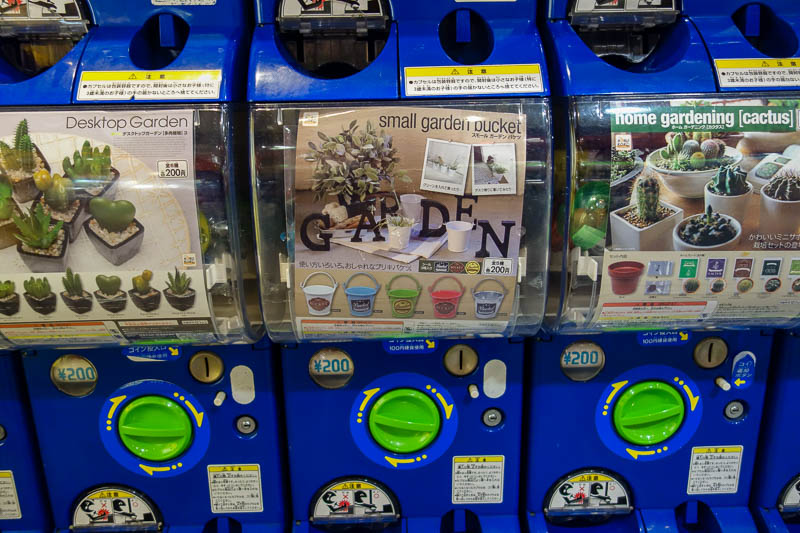 Japan 2015 - Tokyo - Nagoya - Hiroshima - Shimonoseki - Fukuoka - We have a few places in Adelaide with the capsule machines where you put money in and get a prize, normally a Pokemon. Japan you can get a whole cactu
