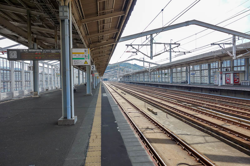 Japan 2015 - Tokyo - Nagoya - Hiroshima - Shimonoseki - Fukuoka - I am the only person who got off at Shin-Shimonoseki. No one is anywhere on the platform. So I wandered about and missed my connection to the local tr