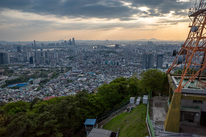 Korea-Seoul-Namsan - Top view with tv tower.