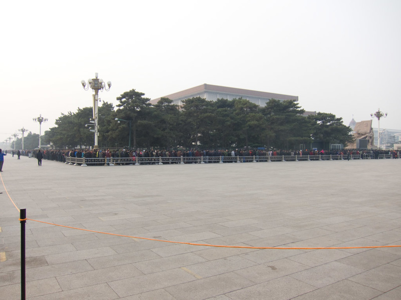 China-Beijing-Train-Museum-Qianmen - This is part of the line of people waiting to shuffle past the rubber / fake body of the beloved chairman. Access ends at 12 because they need to reju