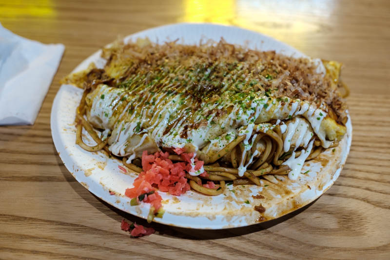 The great loop of China - April 2018 - OMUSOBA! Its an omelet filled with soba noodles. I think I have eaten too many noodles. Presentation was lacking but it was delicious.