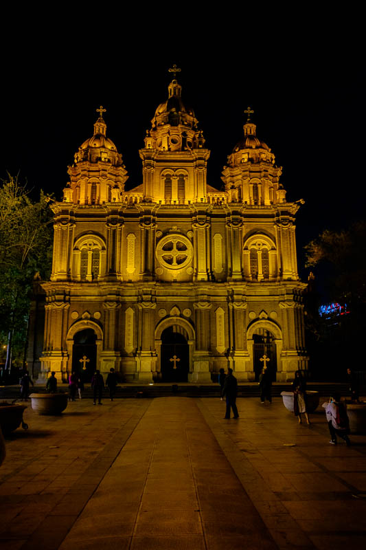 China-Beijing-Xidan-Food - Every European tourist was having their photo taken in front of this church. By European I might mean Russian, hard to tell cause it was dark.