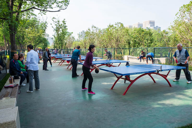China-Xian-City Wall-Muslim Quarter - I once again defeated everyone at ping pong. I am still undefeated.