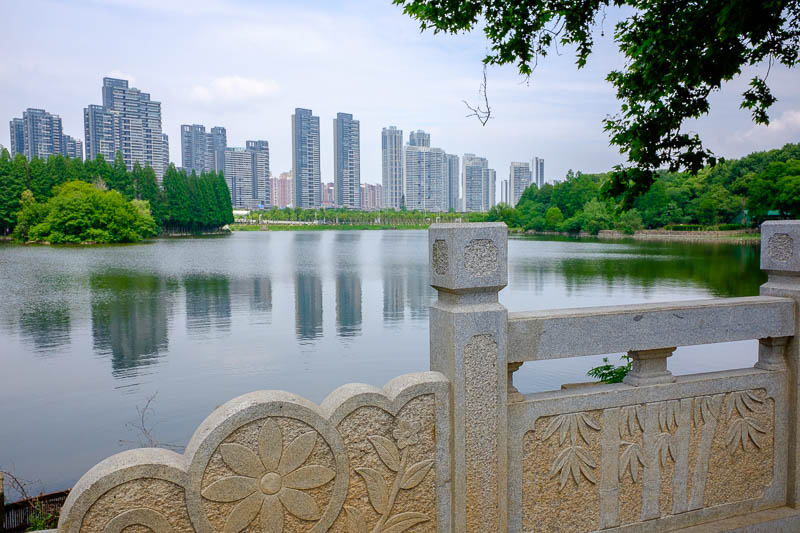 China-Wuhan-East Lake-View - Enjoy part of the lake, a bridge, part of the Wuhan skyline.