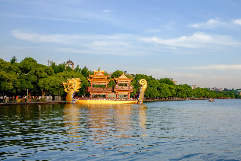 China-Hangzhou-West Lake-Temple of God - There are lots and lots of similar boats that fill the lake on the weekends.