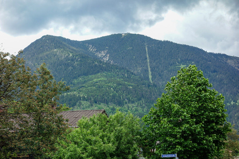 London / Germany / Austria - Work & Holiday - May and June 2016 - I was a bit early to check in so set off on a walk, in the rain. This is a tiny hill, it is not Zugspitze.... not by a long shot.