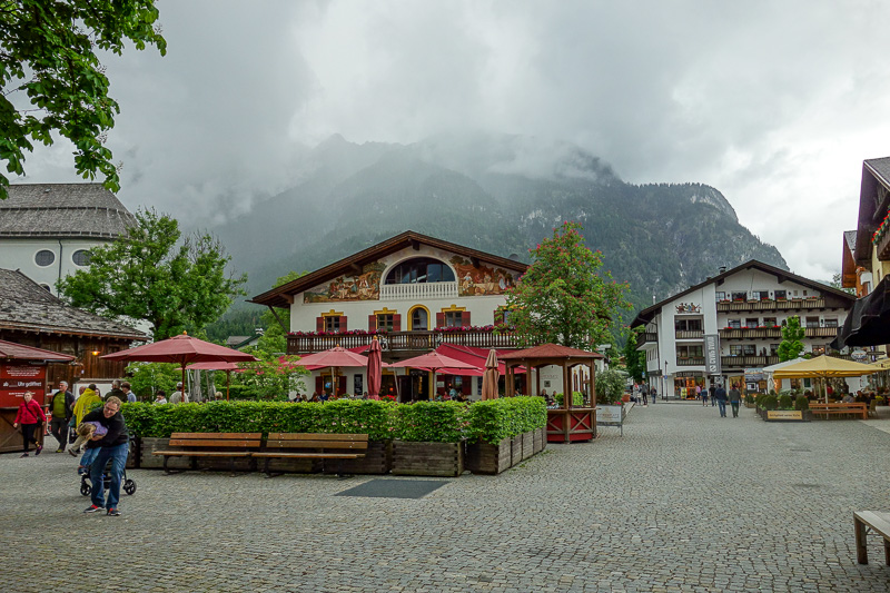 Germany-Munich-Garmisch Partenkirchen-Train - One of many town squares...thats still not the mountain.