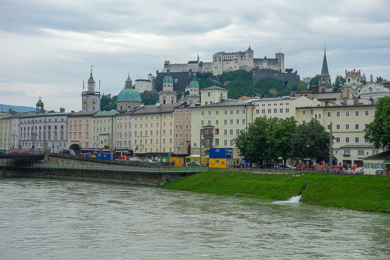 Austria-Salzburg-Mozart-Sausage - Theres the old city, and the castle on top of the hill. Fun fact, inside that castle is the worlds oldest railway. Cable pulled, it was used to delive