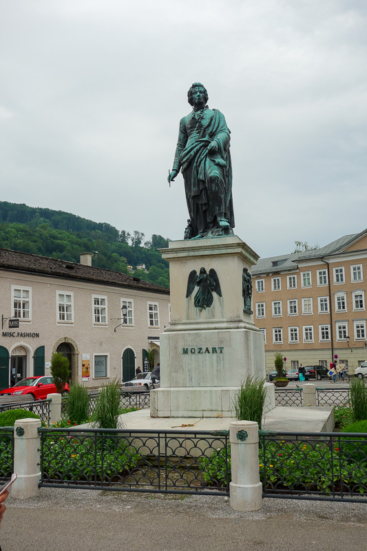 Austria-Salzburg-Mozart-Sausage - Here he is, Mozart. He died for our sins, and his own, of Syphilis, thus preventing Alexander the great from advancing on Hungary due to fears that hi