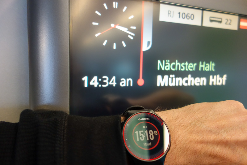 Austria-Germany-Salzburg-Munich-Train - Proof of lateness! Wheres my refund! My watch is angry I have sat still for too long.