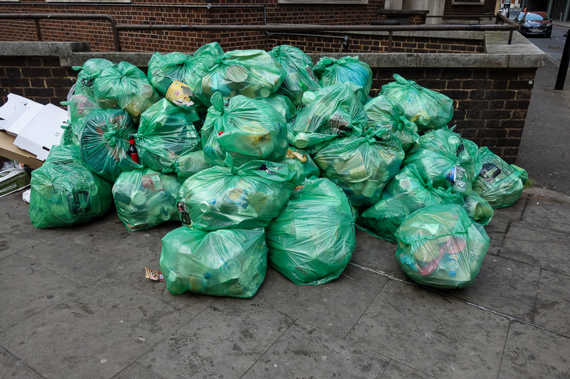 London / Germany / Austria - Work & Holiday - May and June 2016 - Rubbish continues to be huge piles of bags.