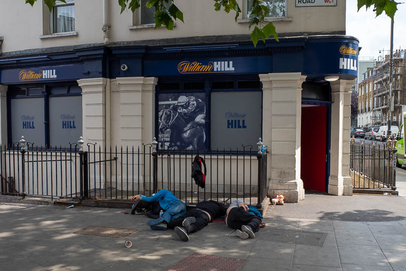 France & England... for work... - My hotel is just across the street from Kings Cross station, which means betting shops, England loves them. This one is great, because 3 homeless guys