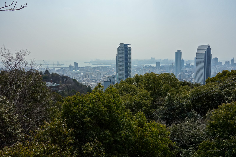 Japan-Kobe-Hiking-Garden-Takaoyama - About half way on my journey, a good spot to stop and use one of the many public toilets and take a progress shot. China levels of smog unfortunately,