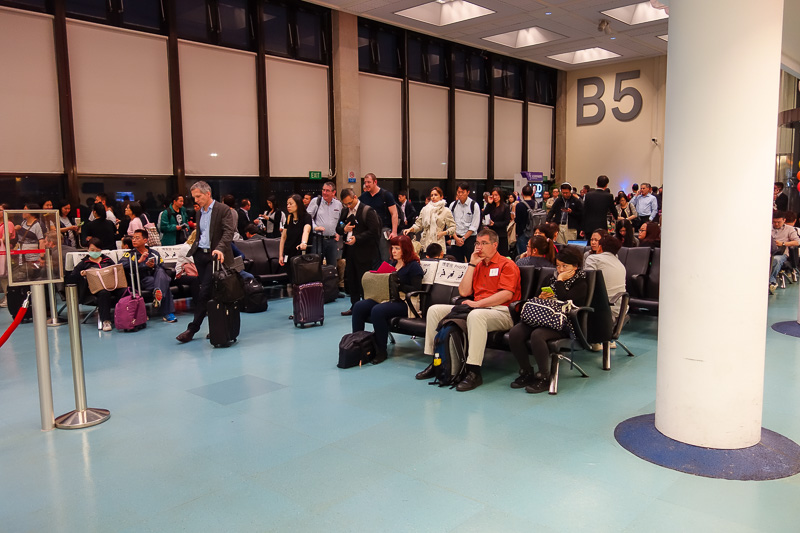 Hong Kong - Japan - Taiwan - March 2014 - People waiting to board in Taipei.