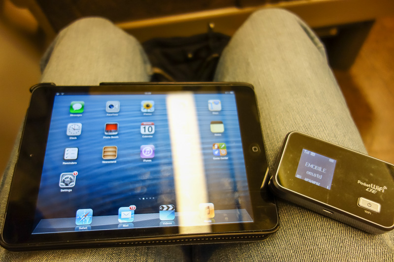 Hong Kong - Japan - Taiwan - March 2014 - My ipad and the tiny device bringing me the internet as I type this on the train.
