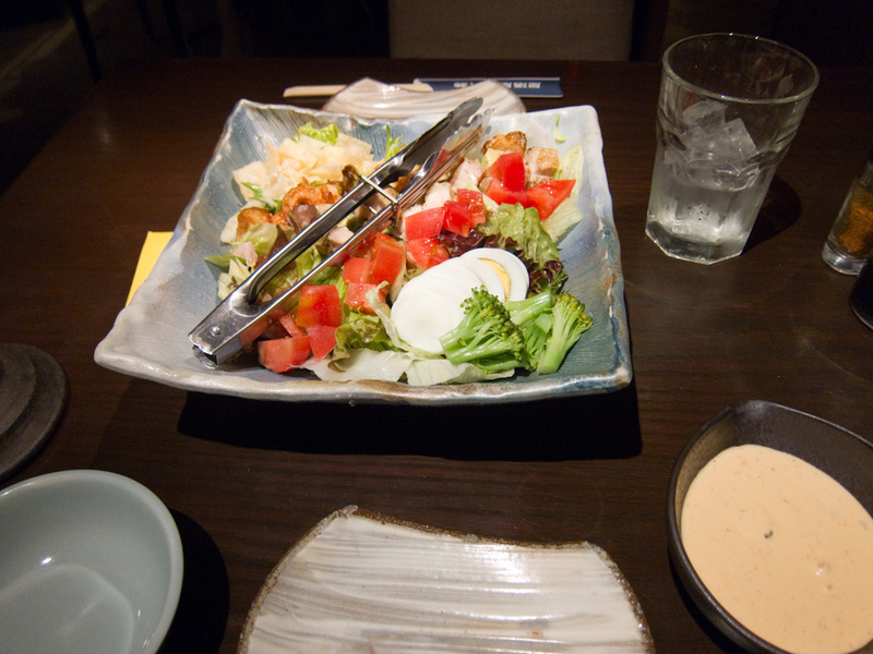 Japan-Tokyo-Shinjuku - I ordered the Cobb salad. This seemed to be one of 2 signature dishes of this establishment, and pretty much everyone there had one (or was sharing on