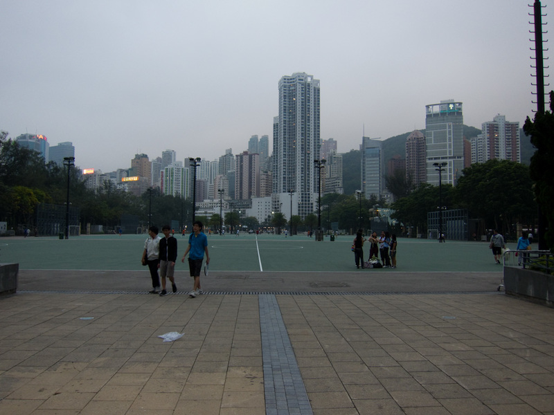 Japan and Hong Kong May 2010 - On my walk I came across this huge open space for sports, and most people were playing football on concrete. Sounds dangerous to me.