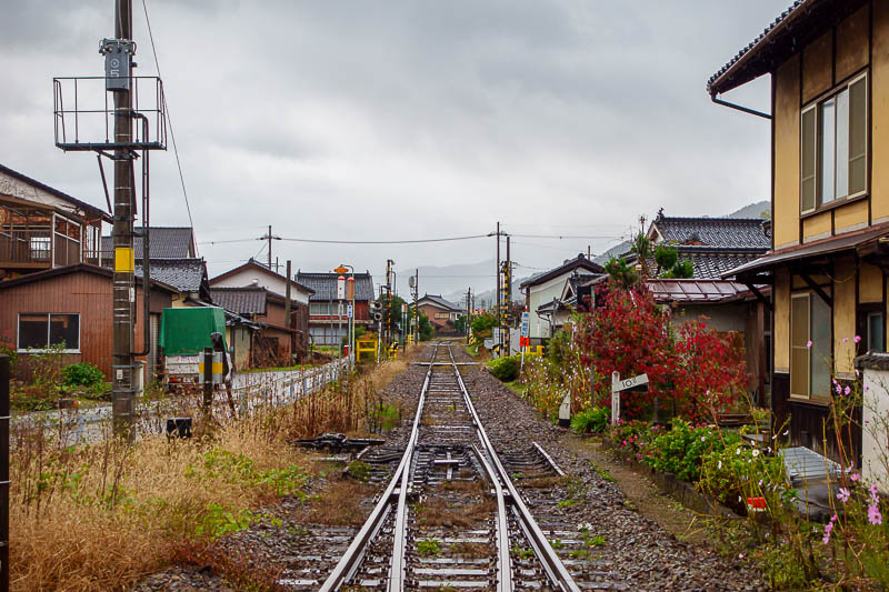 Japan-Osaka-Takeda-Castle - I had to cross the track (single train track along this train line) to start my ascent.