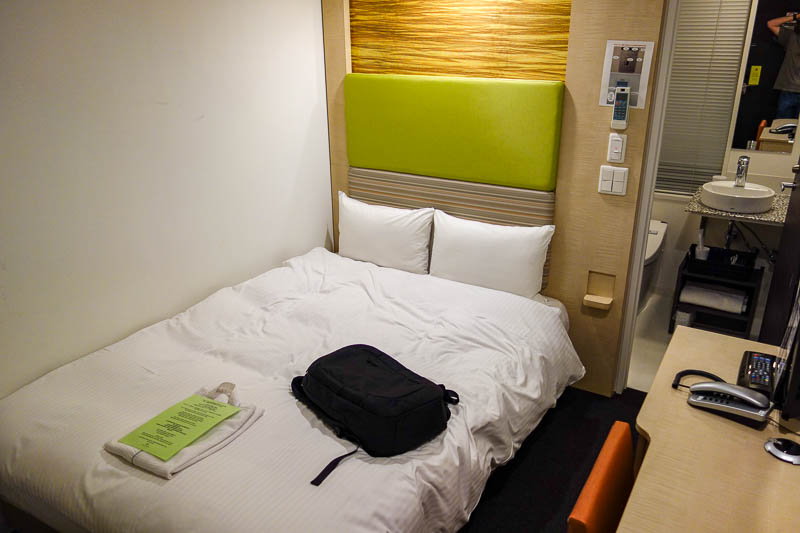 Japan-Narita-Tokyo-Ueno-Train - This is my room, all of it. Probably equal smallest room I have ever had. I think my rooms get better from here for the rest of the trip. Once I have 