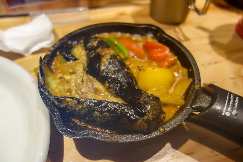 Japan 2015 - Tokyo - Nagoya - Hiroshima - Shimonoseki - Fukuoka - I settled for some kind of eggplant surprise stew, because they would seat me.