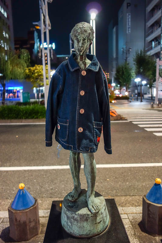 Japan 2015 - Tokyo - Nagoya - Hiroshima - Shimonoseki - Fukuoka - And this is as close as I have seen to vandalism on these little statues that are everywhere. A person nearby seemed annoyed that I wanted to photogra