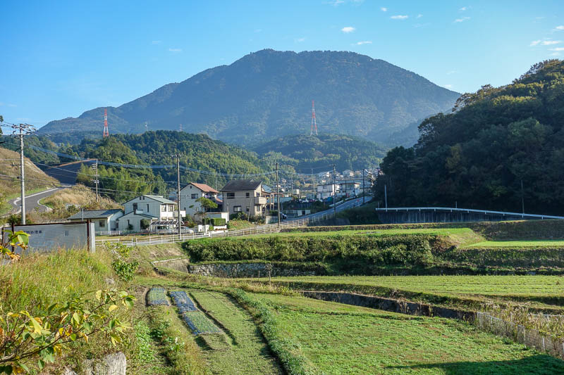 Japan 2015 - Tokyo - Nagoya - Hiroshima - Shimonoseki - Fukuoka - It was about a 45 minute brisk walk from the train to the start of the mountain trail, thats todays mountain in the distance.