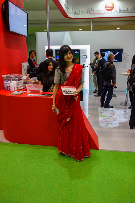 Japan-Tokyo-Odaiba-Motor Show-Ramen - An Indian supplier of bolts or spark plugs or similar had a stand, so dressed their Japanese girls in Sari's. This confused the models and the photogr