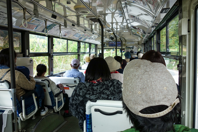Japan-Nagano-Togakushi-Hiking-Autumn Colors - The late bus. So shameful. No face.
