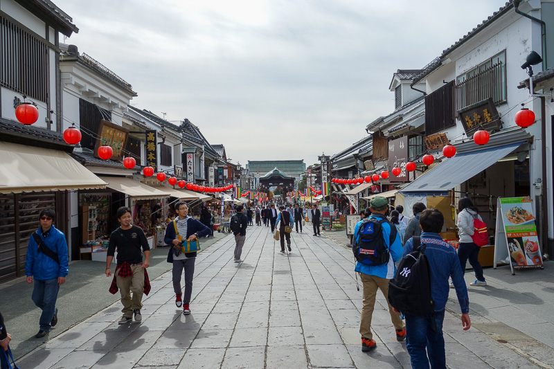 Visiting 9 cities in Japan - Oct and Nov 2016 - The temple area shops were now all open and full of people stocking up on commerative pens, fans and hair clips.