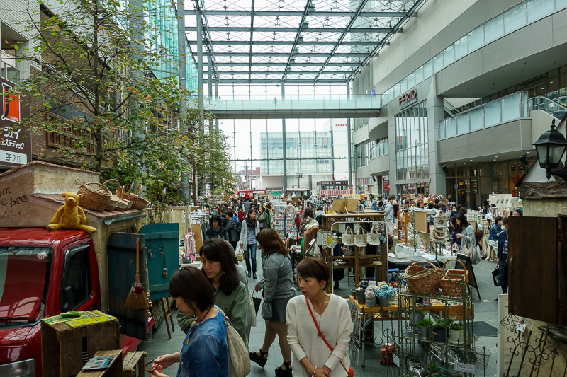 Japan-Nagano-Toyama-Shinkansen - The old covered shopping street is long, and mostly abandoned. There are a couple of nice department stores, and this pop up market, which is about th