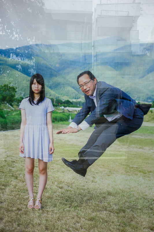 Japan-Nagano-Toyama-Shinkansen - I headed out to a field and met this father and daughter who agreed to pose for me.