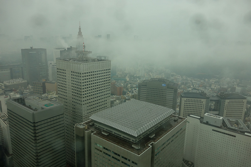 Japan-Tokyo-Metropolitan Building-Fog - My view from the top of the building with the long name. Top tip - they have a hidden vending machine near the toilets. Buy a $1 bottle of water and e