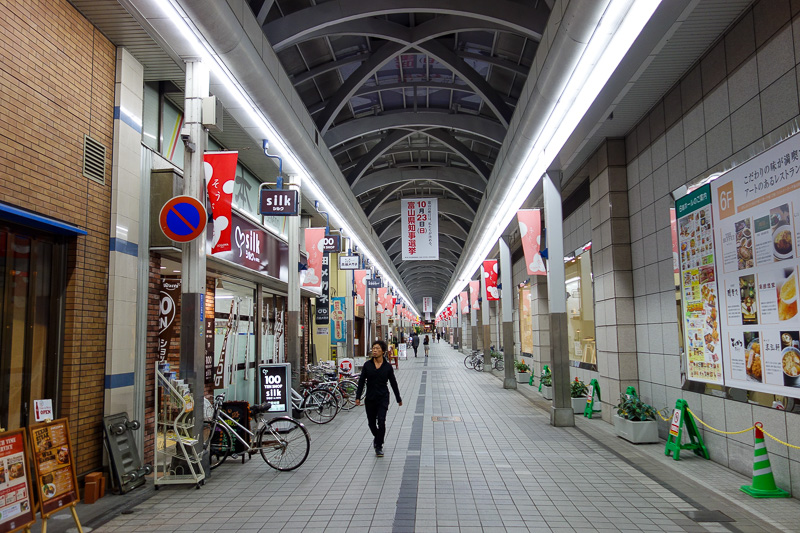 Japan-Toyama-Castle-Ramen - The covered shopping street is no busier at night.