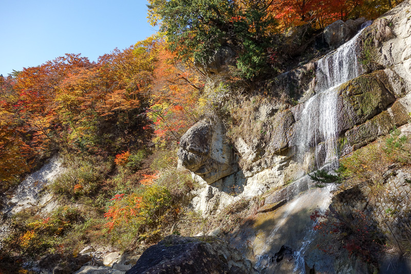 Japan-Sendai-Omoshiroyama-Hiking-Yamadera - There are 4 waterfalls to admire, with leaf colors.