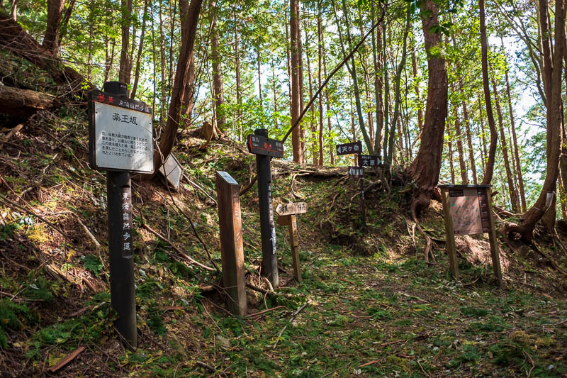 Japan-Kyoto-Kurama-Hiking-Shrine - However, here is a random spot deep in the woods, where my poorly formed path meets 3 others, with a plethora of signs and maps. I really do think thi