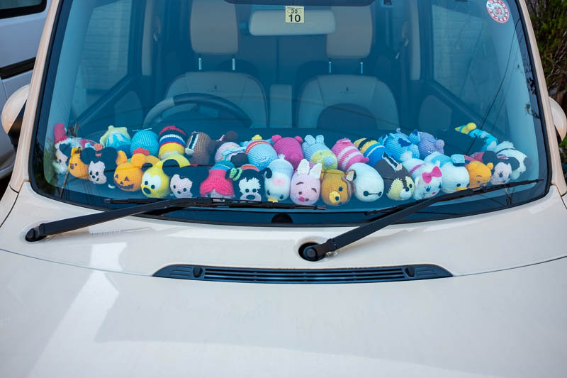 Back to Japan for even more - Oct and Nov 2017 - Time to head back up the hill, I passed this car with a lot of distracting woolen animals blocking the drivers view. You see this often, but I believe