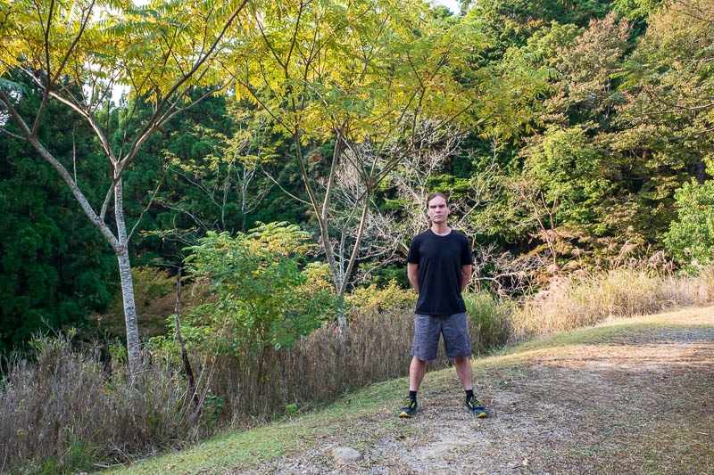 Back to Japan for even more - Oct and Nov 2017 - Stance. SHORTS TODAY! It was 23 degrees. I am standing on what I believe was an ancient dam, somewhere up here theres temple ruins but you cant go and