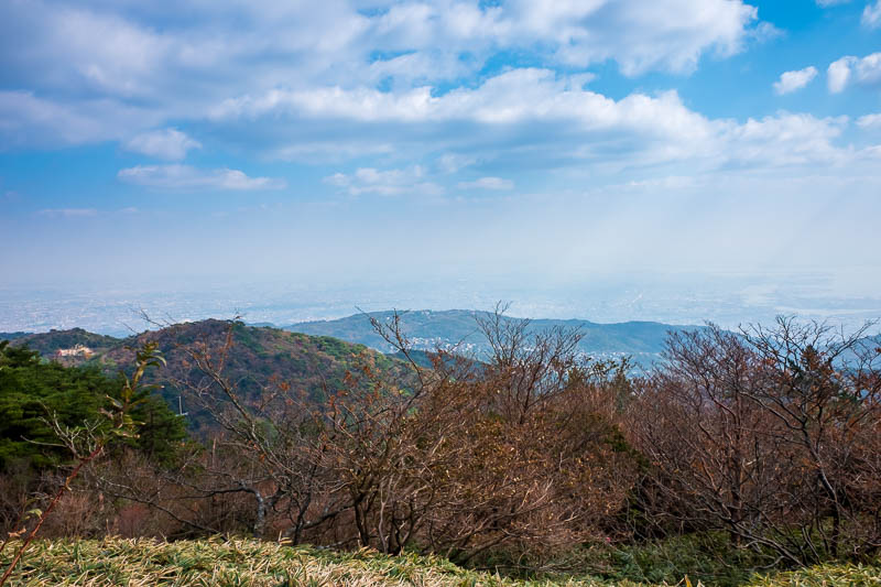 Japan-Kobe-Hiking-Mount Rokko - POLLUTION. Osaka to the left, Kobe to the right.
