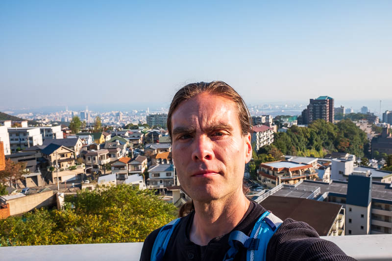 Japan-Kobe-Hiking-Mount Rokko - I thought the view was good enough to warrant a smug looking selfie.