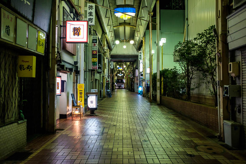 Japan-Gifu-Food-Ramen - One of the lesser roofed shopping streets, no people to be seen.