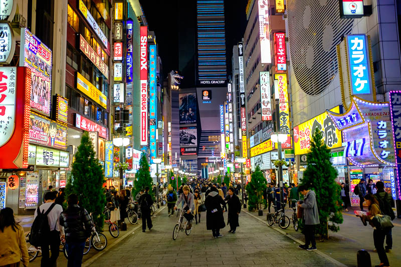 Japan-Tokyo-Shinjuku-Golden Gai-Ramen - Godzilla street. Later I will compare to my photo from last year, but it seemed pretty quiet tonight.