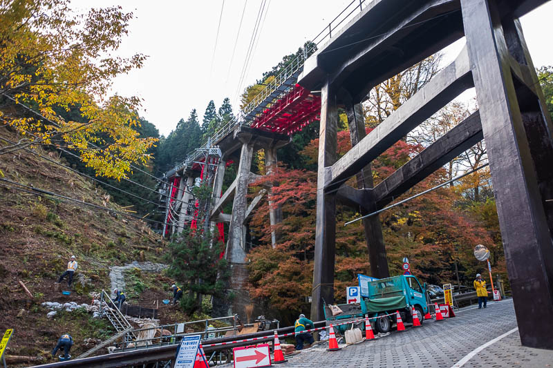 Japan-Hiking-Asoyama-Hinodesan-Mitake - This is the bottom of the 7km road down from the top station. It was quite an amazing piece of engineering, uncomfortably steep. Cars going up it woul