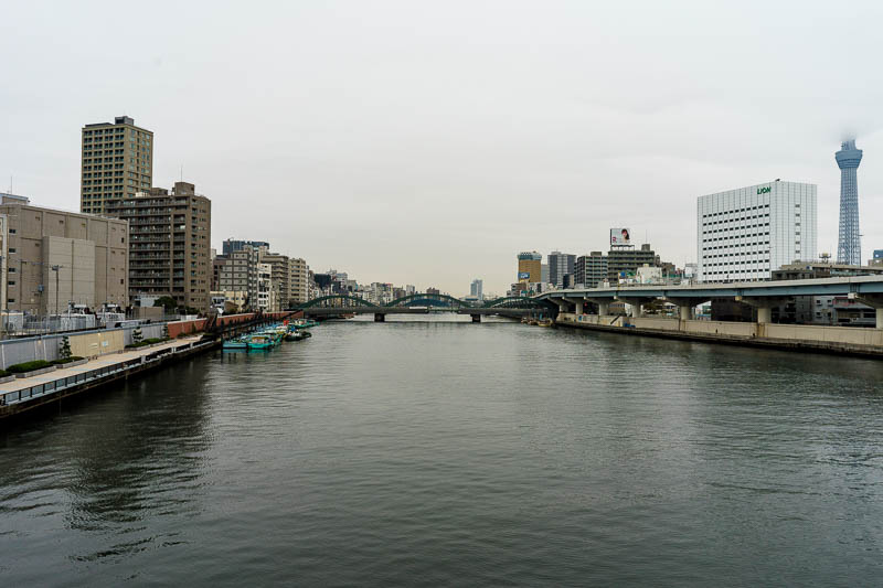 Japan-Tokyo-Train - Crossing the river, I saw that the Skytree was covered in cloud, I guess I will head over there then.