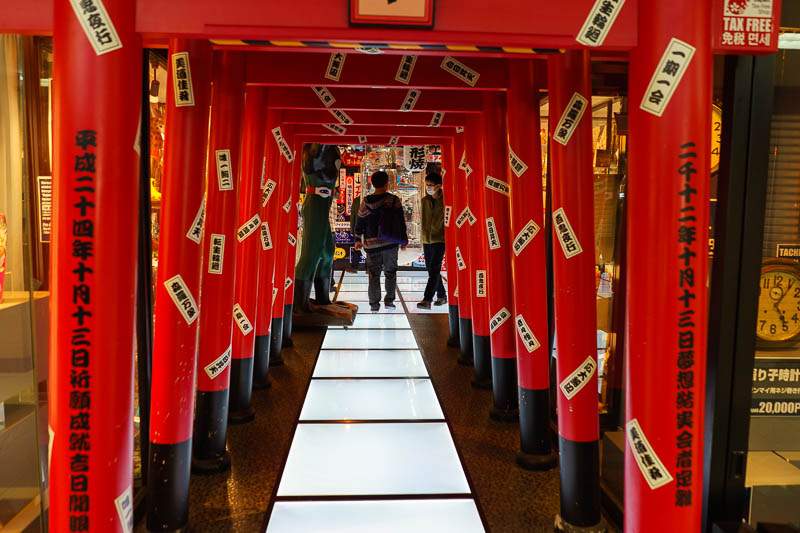 Japan-Tokyo-Ueno-Nakano - I am not going to Kyoto on this trip, and I dont need to. Torii gates smack bang in Nakano. Very low, I hit my head on each one. What is inside this h