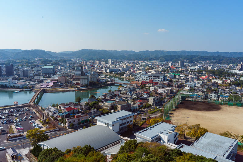 Of course I am back in Japan yet again - Oct and Nov 2018 - This is the sizeable town of Karatsu. It looks nice from up here. I think lots of it is abandoned. This shot cleaned up ok!