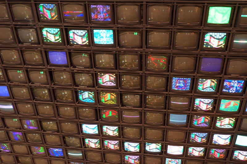Japan-Fukuoka-Nakasu-Ramen - Its a giant wall of CRT televisions with nothing of value displayed on them. How much would it cost to power them all?