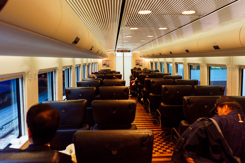 Japan-Fukuoka-Nagasaki-Train - Ahh, the inside of the luxury swaying to the point of derailing snot express.
