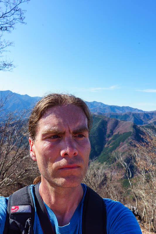 Japan-Tokyo-Hiking-Mount Kawanori - Here I am, looking into the mid distance, pondering which way to go down (there were 3 choices).