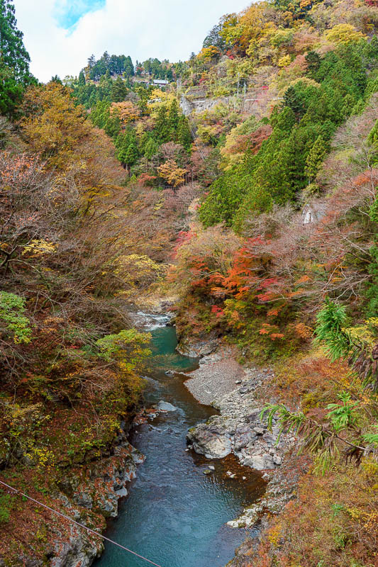 Japan-Okutama-Lake-Hiking - Here is the view from the next scary little bridge made out of wood and wire.