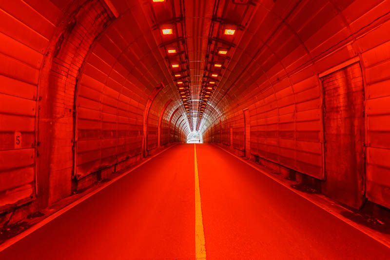 Japan-Okutama-Lake-Hiking - This was the only tunnel with the red lighting. Not sure why. Definitely worth another tunnel photo to celebrate the red lighting.